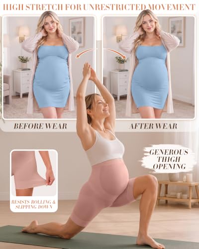 3 Pack Maternity Shapewear Shorts - color: Cinnamon Pink, Nude, Black, size: XX-Large