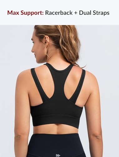 Yvette Women Front Closure Sports Bra for Running,Black,2XL D/DDD