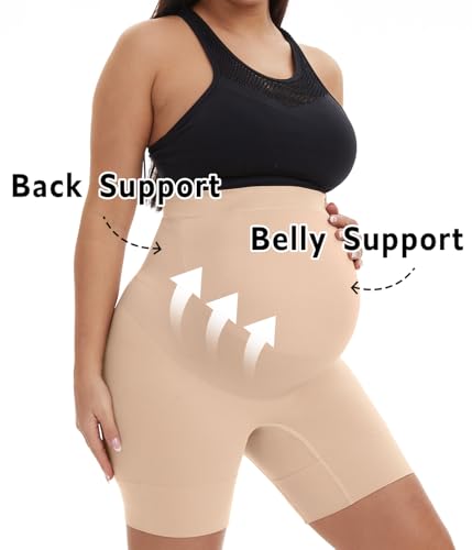 Seamless Maternity Shapewear, Prevent Thigh Chaffing, Pregnancy Belly Support, S-5XL - color: Nude, size: Small
