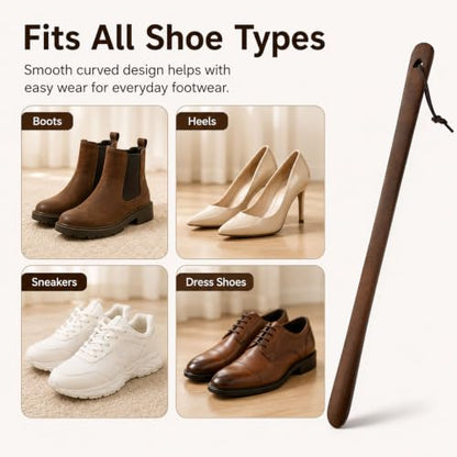 Shoe Horn Long Handle for Seniors, 2-Pack Extra Long Wooden Shoe horn