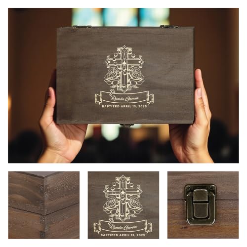 Personalized Baptism Keepsake Box, Christening & First Communion Gift - style: 14. Baptism Designs 2