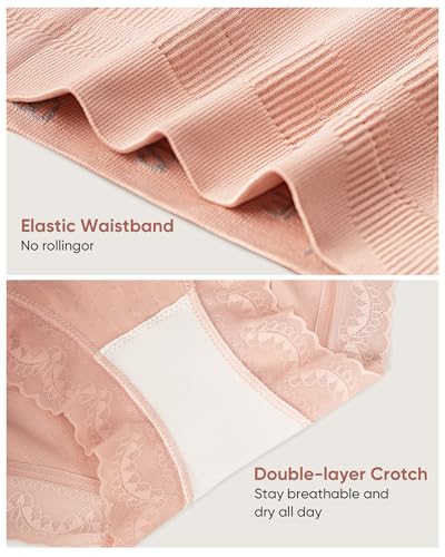 Women's Underwear 4 Pack High Waisted Tummy Control Ladies Panties with Lace Comfortable Briefs Full Coverage - size: Large
