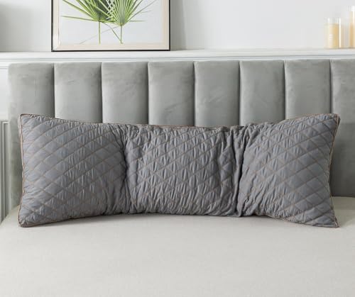 WhatsBedding Memory Foam Body Pillow with Cover, Long Bed Pillow for Adults - color: Grey Pillow+ Grey Pillowcase
