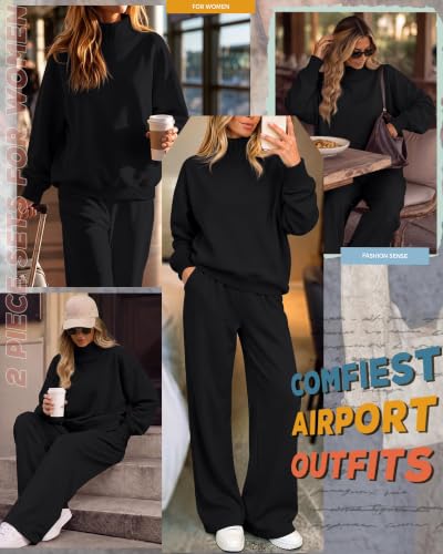 Neer Women's 2 Piece Set Sweatsuits Lounge Outfits Set - color: Black, size: XX-Large