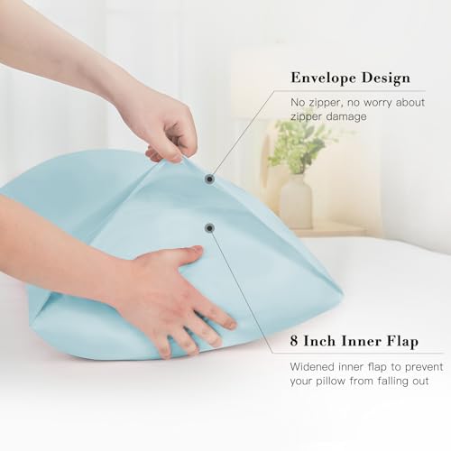 DOWNSTORIA Body Pillow Cover, Ultra Soft Microfiber Long Pillowcase, Envelope Closure Large Pillow Cases 20x54 inch (Light Blue) - color: Light Blue