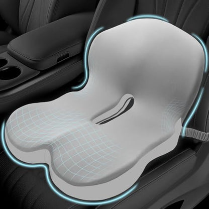 Car Seat Cushion with Lumbar Support Pillow, Seat Cushion for Driving - color: Light Gray