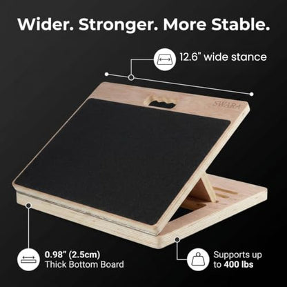 Swara 12.6″ Wooden Slant Board for Calf Stretching & Exercise (Board only) - size: 12.6 Inch