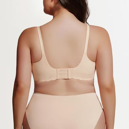 Seamless Maternity Nursing Bra -Adjustable Wide Straps & 3D Lift, Breathable Fabric for Nursing Sleep Bra - color: Nude, size: XX-Large