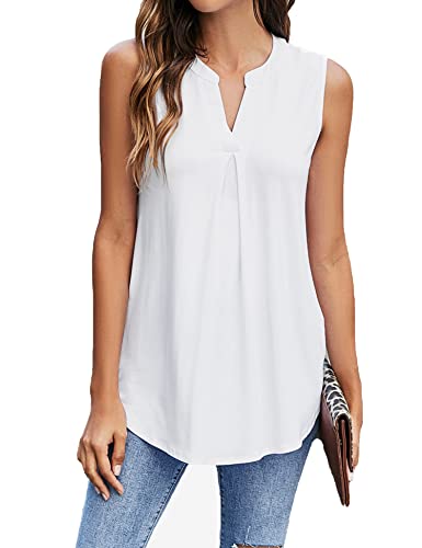 Newchoice Womens Tank Tops Sleeveless Summer Blouses - color: White, size: XX-Large