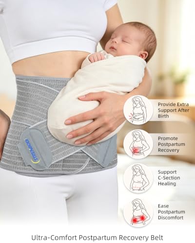 Abdominal Binder Post Surgery Postpartum Belly Band, C-section Belly Binder, Girdle for Postnatal, Adjustable Belly Wrap, Stomach Compression Hernia Belt For Men or Women After Pregnancy, Hysterectomy - color: GREY, size: Standard S/M