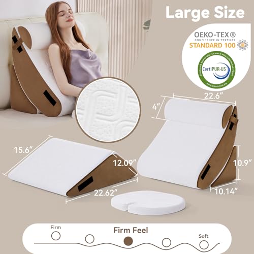 Negwoo 5PCS Wedge Pillow Set for After Surgery,Bed Wedge Pillow, Brown - color: Brown, size: 5 PCS-Seat