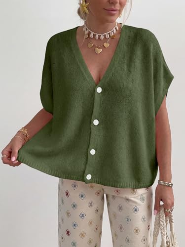 PRETTYGARDEN Womens 2026 Summer Oversized Cardigans Sweaters - color: Army Green, size: Large