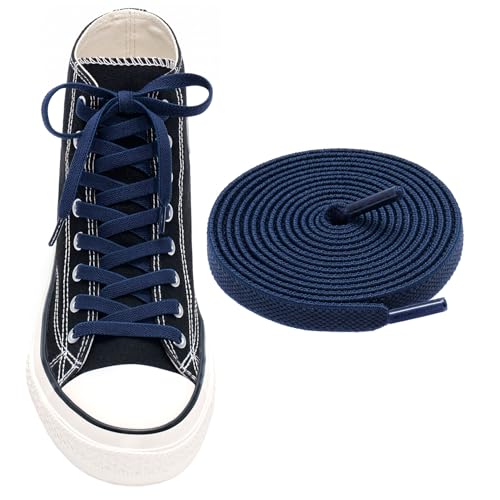 RJ-Sport Flat Elastic Shoe Laces Replacement for Converse High Tops - color: 03-navy, size: 36"(90cm)