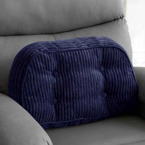 HIGOGOGO Large Lumbar Support Pillow for Recliner Chair/Accent Chair/Couch/Office Chair, Tufted Corduroy Back Support Cushion for Elderly, Recliner Cushions for Back Rest, Pain Relief, Reading, Navy - color: Navy, size: X-Large