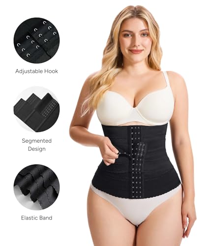 Nebility Waist Trainer for Women Corset Shapewear Tummy Control Segmented Waist Cincher Workout Girdle - color: Black, size: Medium