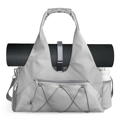Forestfish Gym Bag For Women With Yoga Mat Holder, Grey - color: Grey