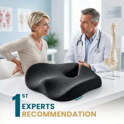 Pressure Relief Seat Cushion for Tailbone Pain, Sciatica & Coccyx Pillow - color: Black & Dark Gray