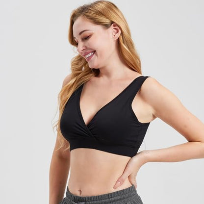 netdraw Women's Bamboo Viscose Nursing Sleep Bra - color: Black, size: Medium