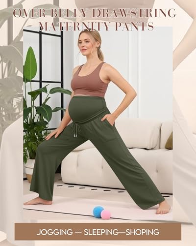 3 Pack Women's Maternity Casual Pants - color: Coffee, Army Green, Black, size: Small