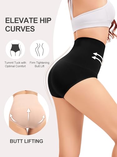 OVRUNS Tummy Control Shapewear Panties for Women High Waisted Compression Underwear C Section Postpartum Full Coverage Briefs - color: Black, size: Small