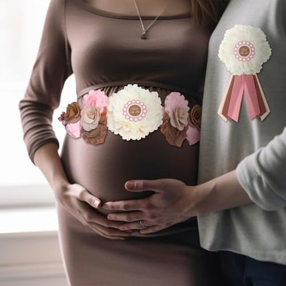 Chicingyou Mom to Be Sash Cielito Lindo Pink Belly Band Corsage Pins - color: Pink