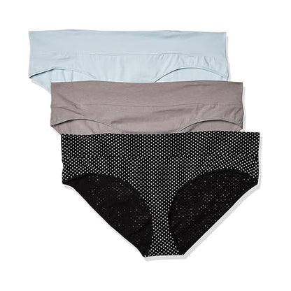 Motherhood Maternity womens Foldover Brief Panty 3-pack - color: Flat Grey, Plein Air, B/W Dot, size: 3X-Large