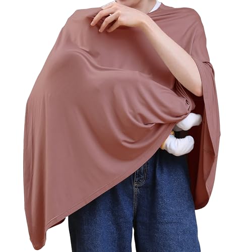 Seejoy Multi-use Nursing Cover for Breastfeeding, 360°Full Coverage Nursing Poncho, Rayon Soft & Breathable Breastfeeding Cover up (Smooth Rayon, Blush) - color: Blush