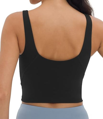 Foucome Nursing Tank Tops Longline Breastfeeding Workout Tops - color: Black, size: Medium