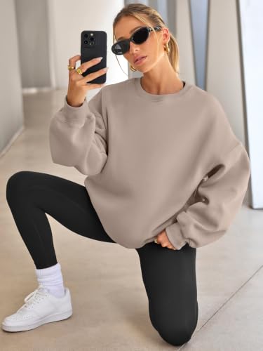 EFAN Womens Oversized Sweatshirt Crewneck Sweater Casual Fall Outfits 2026 - color: Coffeegrey, size: X-Large