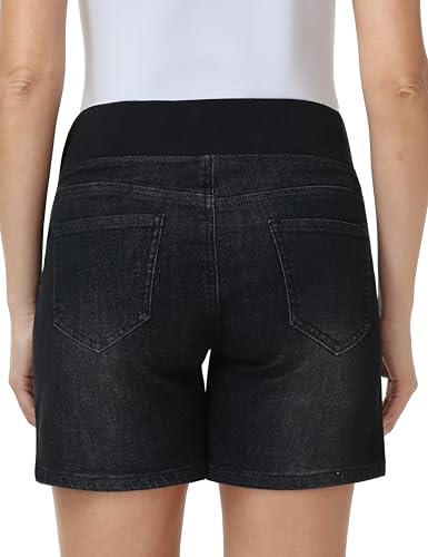 Foucome Women's Maternity Jean Shorts Under the Belly - color: Wash Black, size: Small