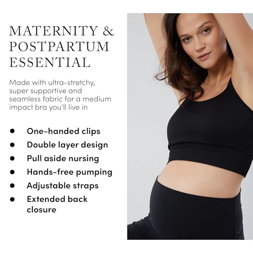 Ingrid & Isabel - Seamless Maternity and Nursing Sports Bra - color: Black, size: Medium