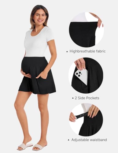 Viscose from Bamboo Maternity Loose Flowy Lounge Shorts - color: Black, size: X-Large