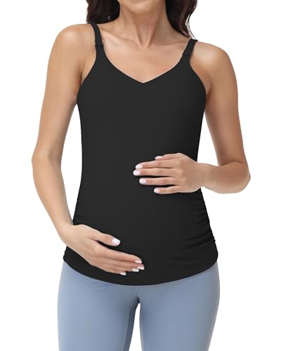 Foucome Maternity Nursing Tank Tops for Breastfeeding - color: Black, size: XX-Large