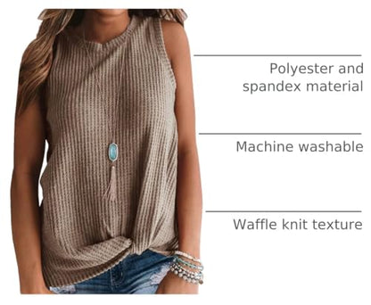 IWOLLENCE Womens Casual Tank Tops with Twist Knot - color: C Khaki, size: 3X-Large