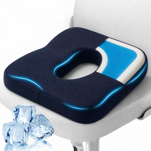 Gel Seat Cushion for Office Chair, Memory Foam, Blue - color: Blue