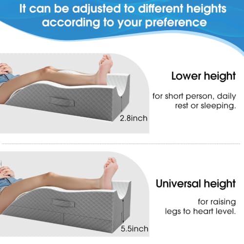 TranquilRelax Leg Elevation Pillows for After Surgery, Wedge Pillow, Grey - color: Grey, size: Single Leg