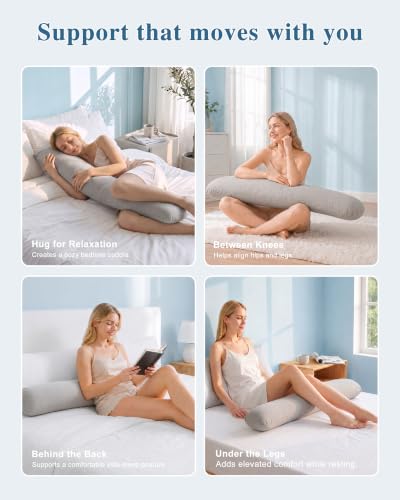 YZ HOME Weighted Body Pillow 6.5lbs Cooling Body Pillow (41" x 10") - color: Grey (6.5 Lbs)