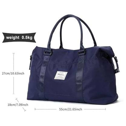Travel Duffel Bag, Carry On Overnight Weekender Bags for Women - color: A1-Navy Blue, size: Large