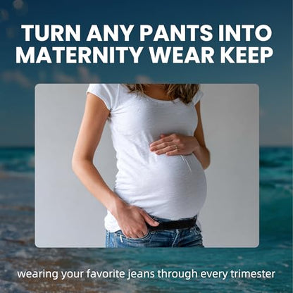 Women's Maternity Belly Band — Adjustable Waistband Extender for Jeans | Stretchy Extender with Hook-and-Loop - color: Blue