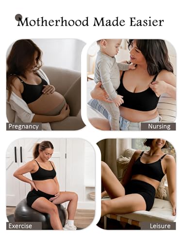 Nursing Bra for Breastfeeding Seamless Wireless Maternity Bra - color: Balck, size: X-Large