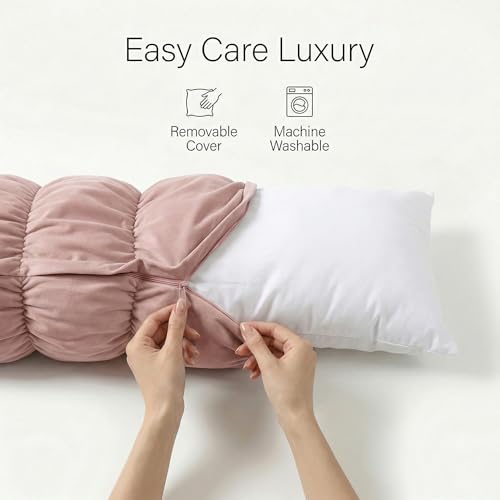 Pat. Pend. Segmented Body Pillow for Side Sleepers, 47 Inch, Pink - color: Pink, size: 47"*15.7"