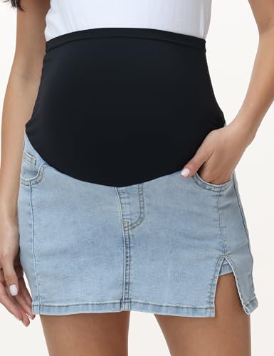 Women's Maternity Denim Skirt - color: Light Blue, size: X-Large