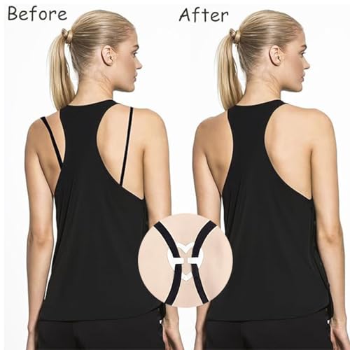 18 Pcs Bra Straps Clips Adjustable Non Slip Bra Clips for Racerback Bra Straps Holder Bra Extenders 2/3 Hook - color: Black, White, Beige - Style 3
