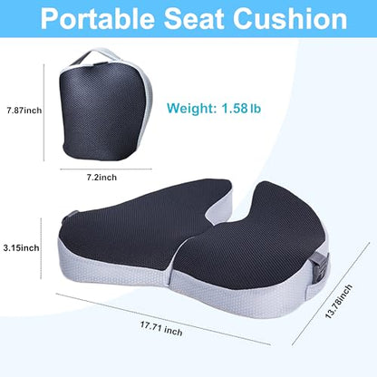 Travel Seat Cushion For Airplane, Small Foldable Hemorrhoid Pillow - color: Dark Gray