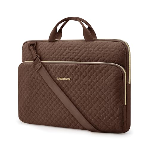 BAGSMART Laptop Sleeve Case with Handle Protective Water-Resistant - color: Coffee brown-Shoulder Strap, size: 15.6 Inch