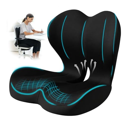 Seat Cushion for Office Chair, Ergonomic Cushion with Lumbar Support Pillow - color: Black