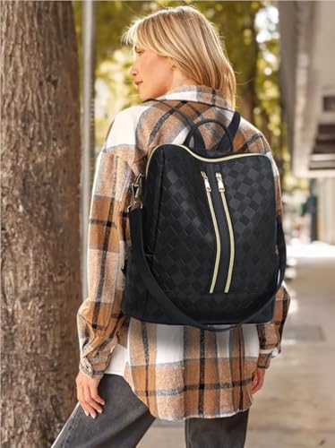 Makes Backpack Purse for Women PU Leather Casual Backpack Daily Travel Bag - color: Black Square