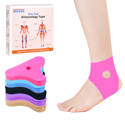 Precut Kinesiology Tape for Ankle, 20 Pcs - Ankle Support & Stability, Ankle Pain Relief - Waterproof & Elastic, Breathable Hypoallergenic Latex-Free Tape, Pink - color: Pink