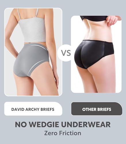 DAVID ARCHY Women's Bamboo Rayon Briefs, High-Waisted Underwear, 4/6 Pack - color: Pastel Parchment / Stretch Limo / Wild Dove / Cloud Dancer, size: Small