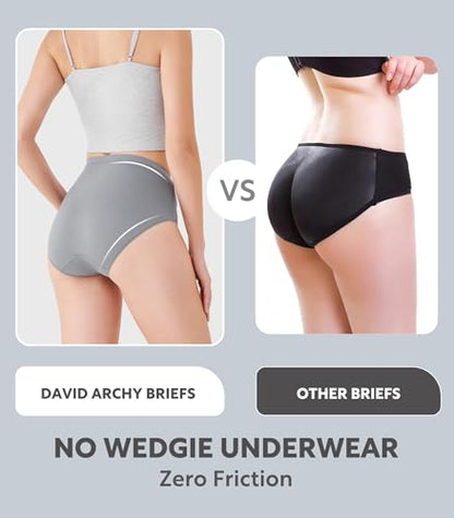 DAVID ARCHY Women's Bamboo Rayon Briefs, High-Waisted Underwear, 4/6 Pack - color: Pastel Parchment / Stretch Limo / Wild Dove / Cloud Dancer, size: Small